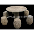 Stone Carved Table and Bench